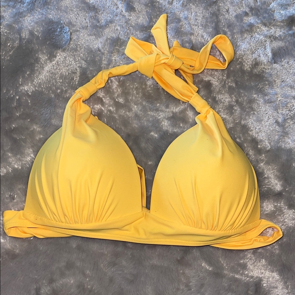 Sportlike Yellow Padded Halter Bikini Top M | Bright Swimwear